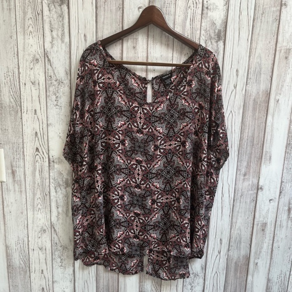 Torrid sheer black/orange top size 3